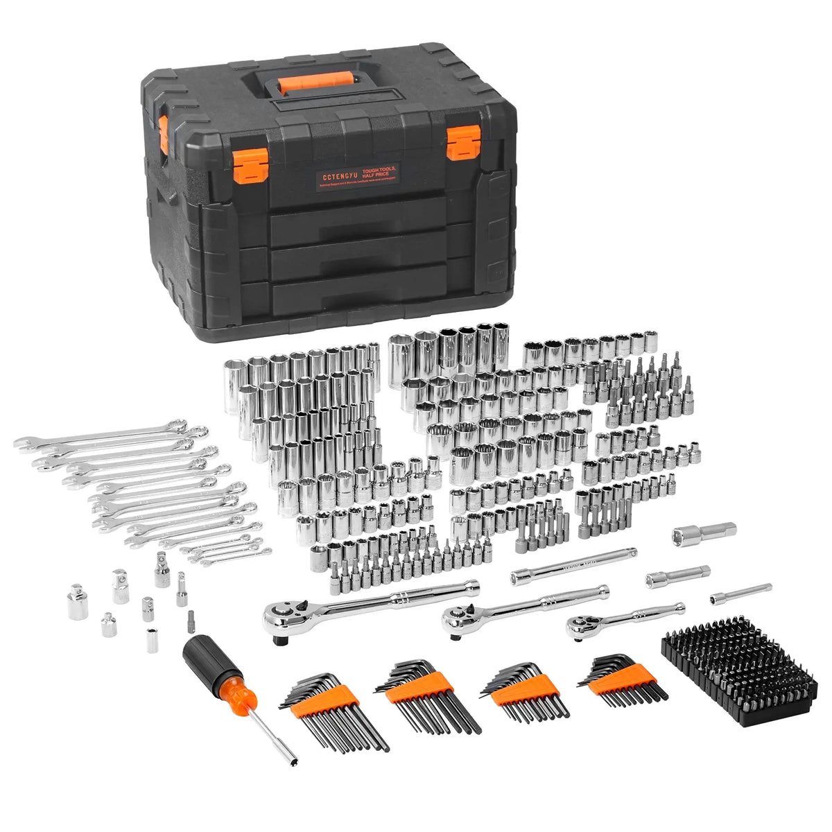 portable 450-piece mechanics tool set carry case