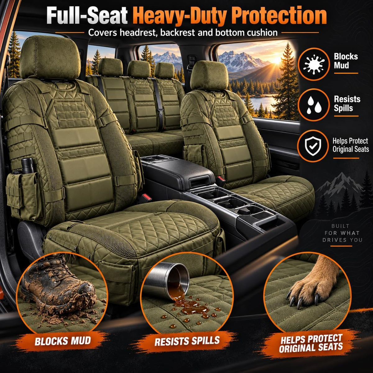 Military-Style Heavy-Duty Car Seat Protector