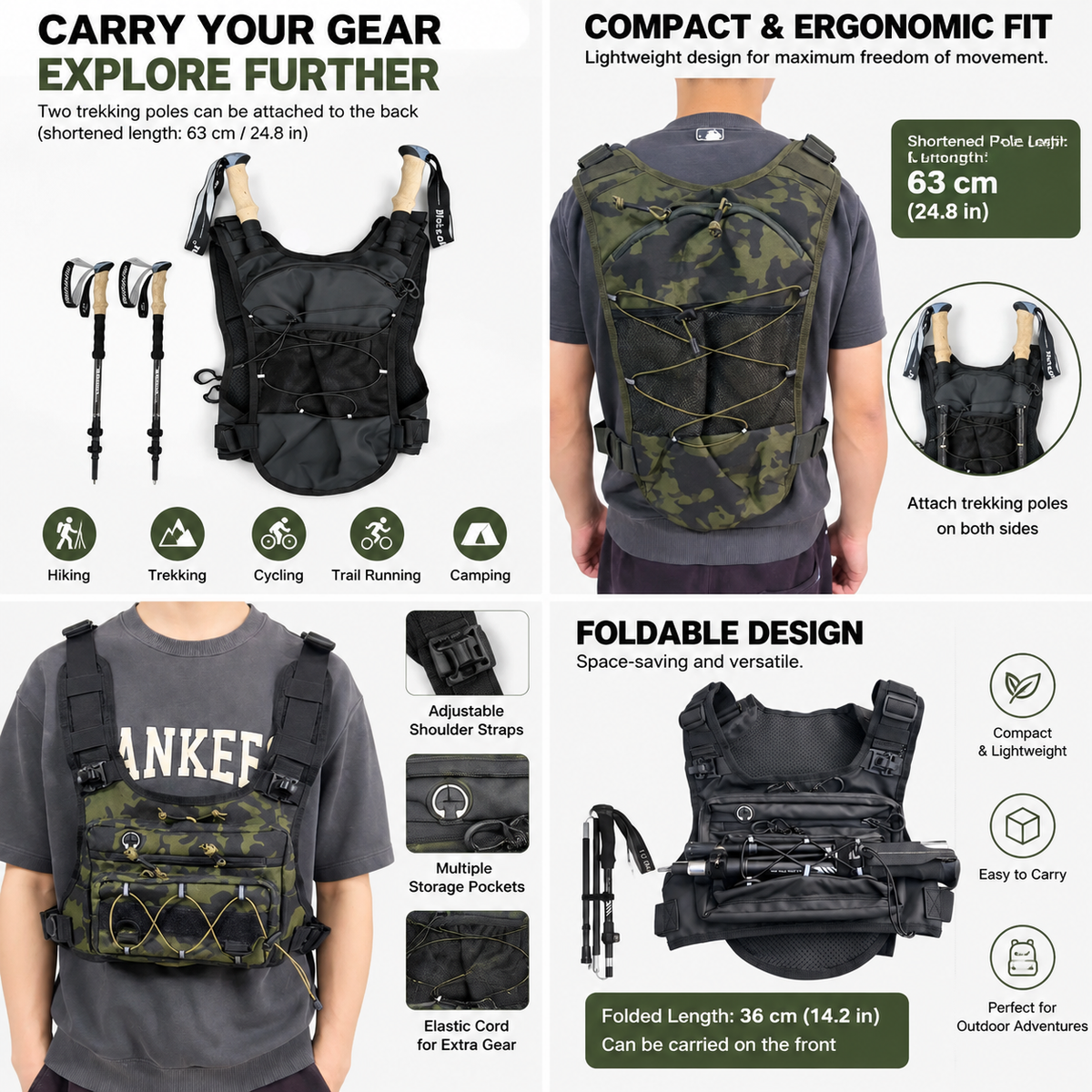 Tactical Hydration Backpack Vest - Lightweight Outdoor Hiking & Cycling Gear