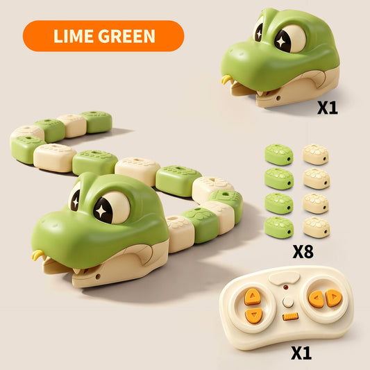 Green magnetic remote control snake set with eight body segments and one remote